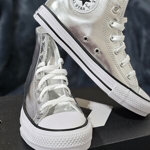 Converse Chuck Taylor All Star Metallic Silver High Tops